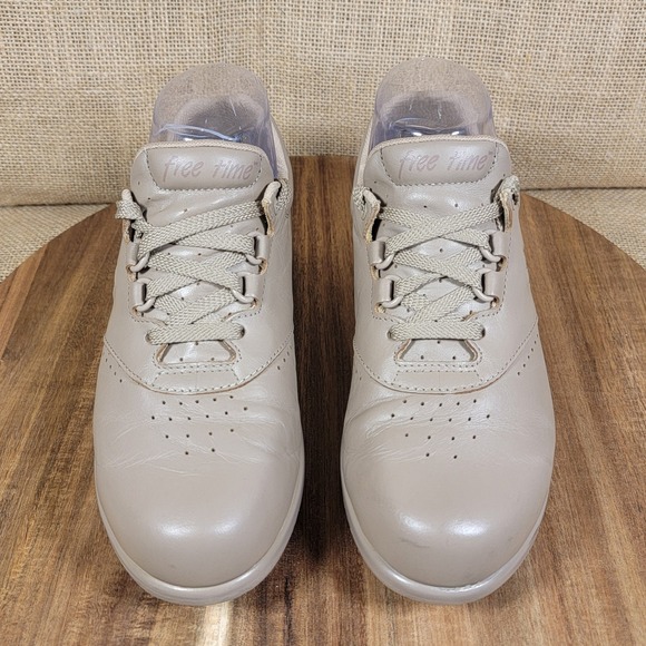 SAS Free Time Shoes Leather Comfort Walking Beige Lace Up Orthopedic Women's 5.5 - Picture 3 of 10